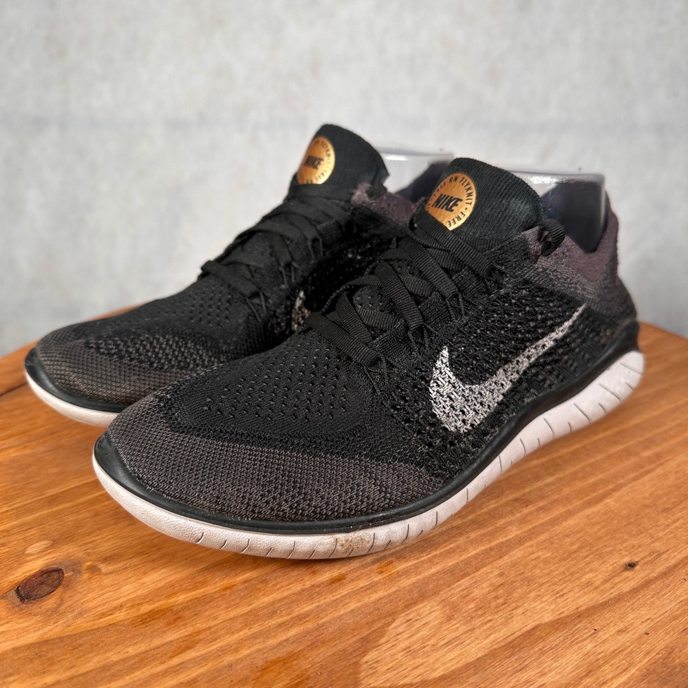 Nike Free RN Flyknit 2018 Women Size 9 Black Good Running Shoes 942839-001